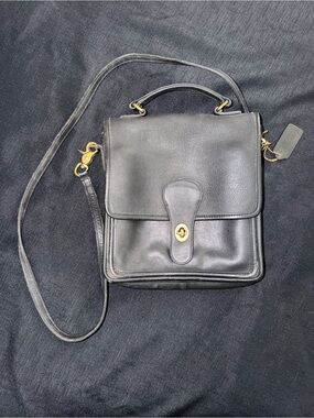 Vintage Coach Station Bag - Black Leather